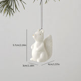 White Ceramic Christmas Tree Ornaments Snowman Reindeer Xmas Hanging Decor