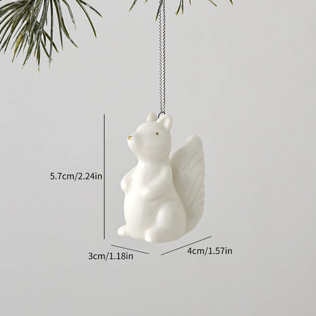 White Ceramic Christmas Tree Ornaments Snowman Reindeer Xmas Hanging Decor