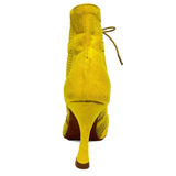 Yellow Suede Latin Ballroom Dancing Boots Soft Insole Latin Dance Shoes