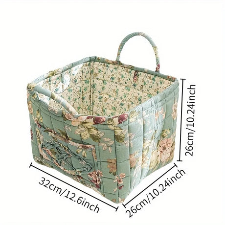 Floral Quilted Fabric Storage Bins with Handles Multi-Compartment Organiser William Morris