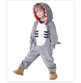 Boys and Girls Grey Shark Kids Outfits Book Week Costume Onsie Hoodie Halloween Fancy Dress Up Play Suit