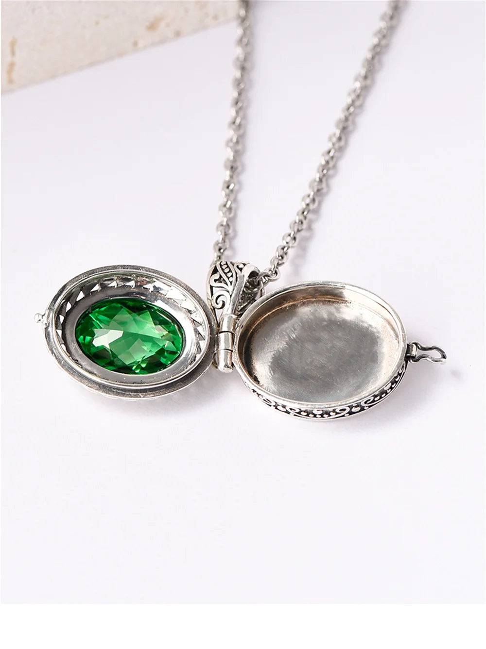 The Secret Keeper's S925 Sterling Silver Locket Pendant Zircon Crystal