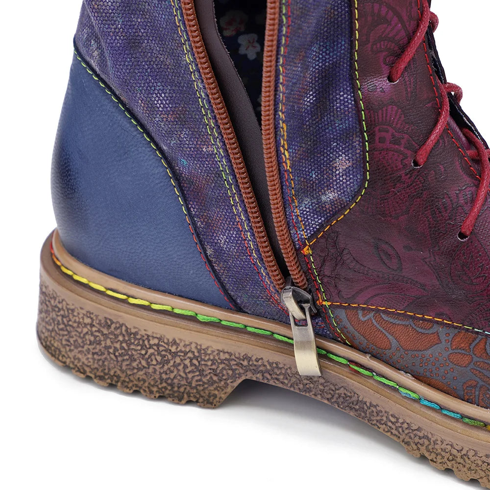 Wanda's Purple Genuine Leather Motorcycle Boots