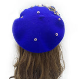 Margie's Flower Diamonte Winter Autumn Beret 10 Colours