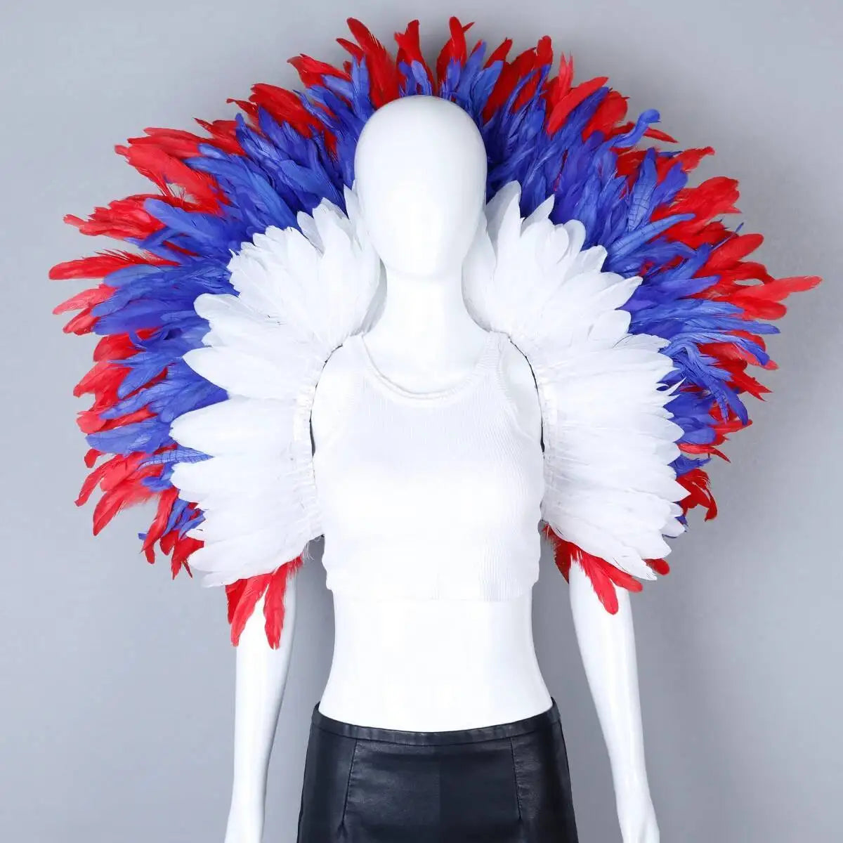 Rainbow Carnival Feather Cape Collar Shrug Mardi Gras Festival Wear