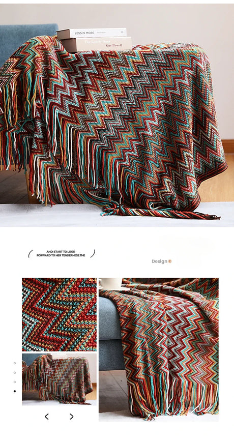 Boho Zig Zag Mexico Baja Blankets