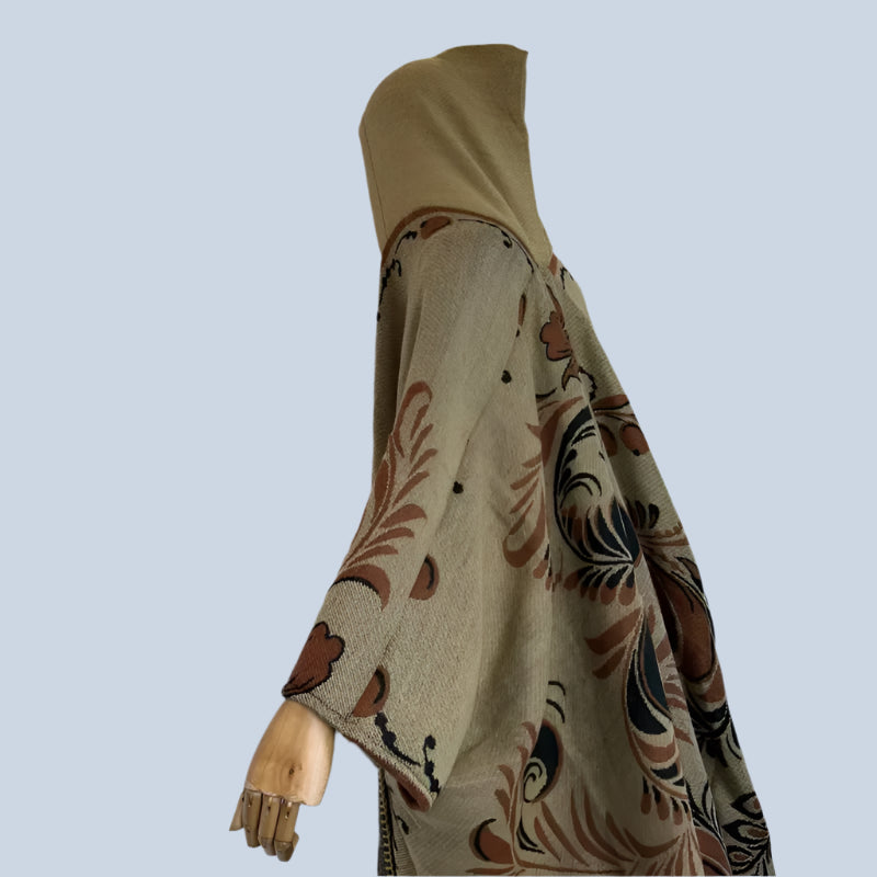 Patrice's Long Winter Cardigan Coat Open Front Kimono Hooded Poncho