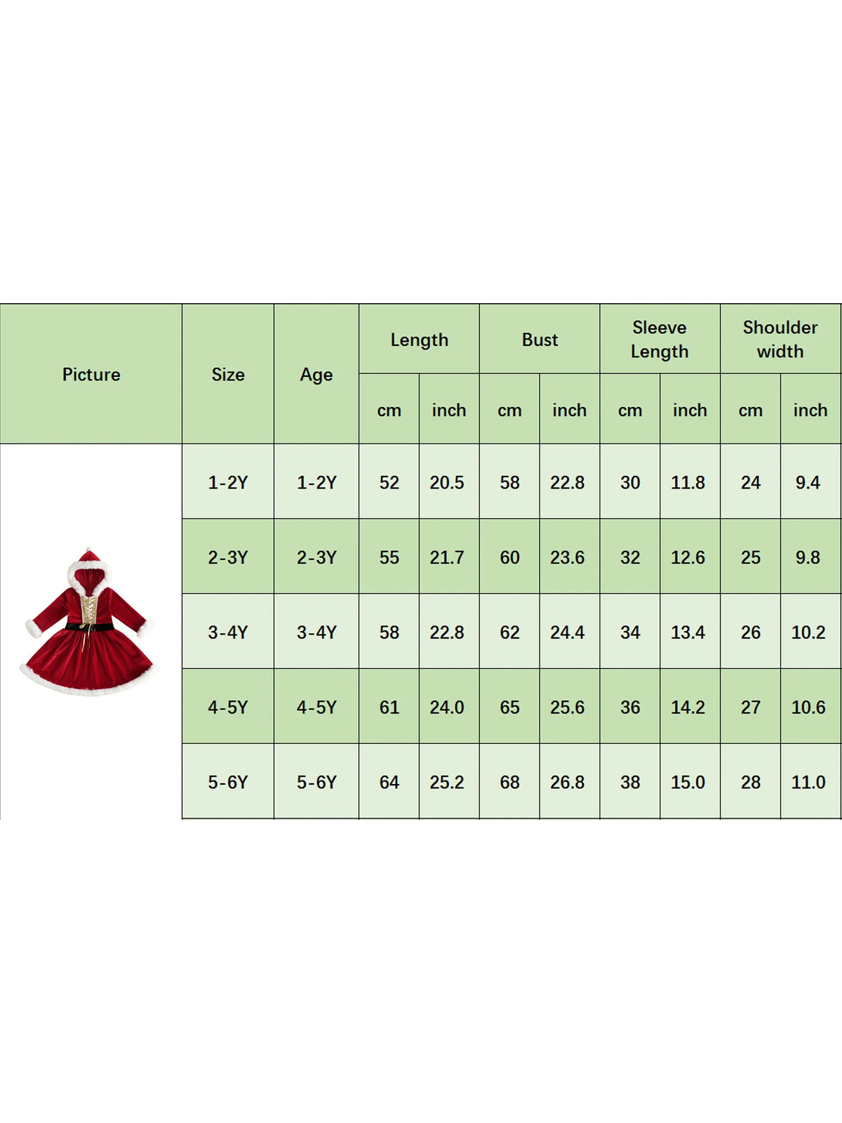 Girl Christmas Hood Dress 1-6Y Toddler Long Sleeves Cross Tie Winter Party Dress