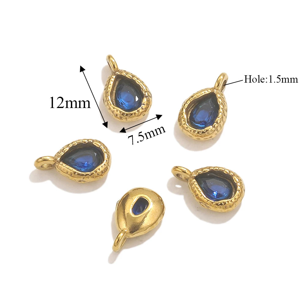 5pcs Stainless Steel Drop Crystal Charms For Jewellery Making DIY Earrings Bracelet