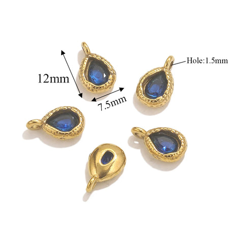 5pcs Stainless Steel Drop Crystal Charms For Jewellery Making DIY Earrings Bracelet