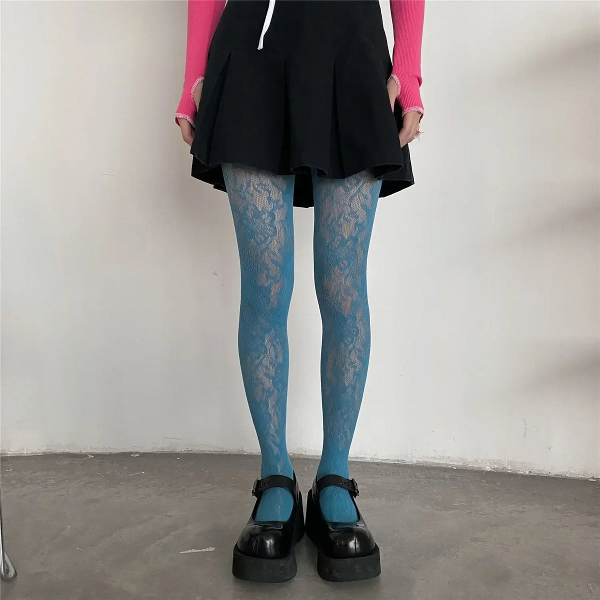 Floral Lace Silk Stockings Fish Net Harajuku Pantyhose