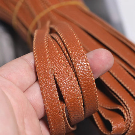 1/2/5/10M Faux Leather Rope 10mm wide Leaf Embossed Flat Ribbon DIY Craft
