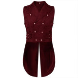 Steampunk Renaissance Jacquard Waistcoat Cosplay Swallowtail Jacket Vest