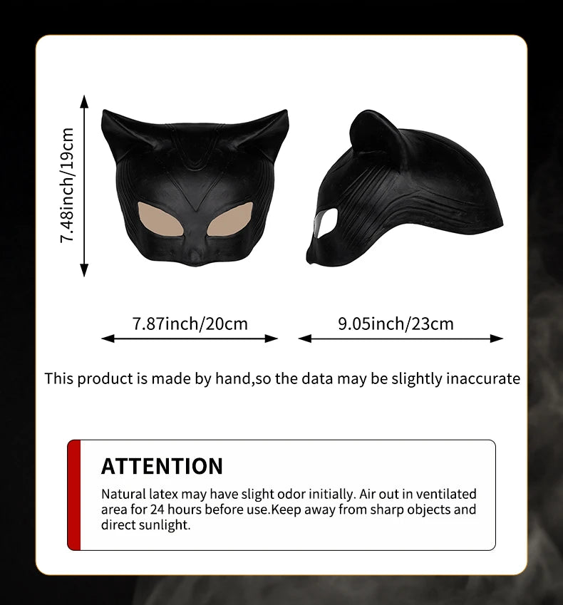 Cat Woman Costume Latex Mask Halloween Costume Cosplay Prop