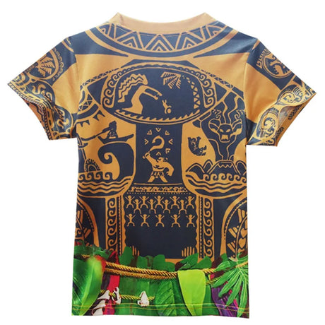 Maui Kids Cosplay 2Pcs Print Moana Boys Swimsuits Top and Shorts Children's Swimwear Book Week Costumes