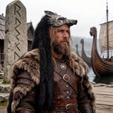 Unisex Viking Faux Fur Headdresses and Wolf Head Masks