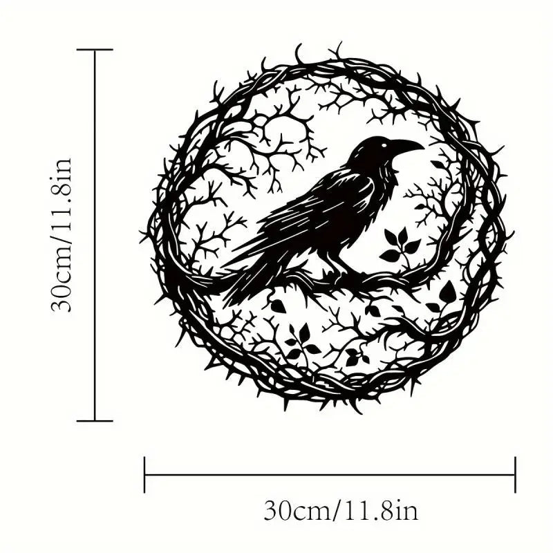 Black Bird Raven Crow Metal Wall Art Garden Decor