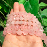 Pink Quartz Crystal Natural Stone Faceted Beads for DIY Jewellery Making