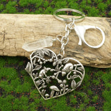 Forest Love Heart Mushroom And Mouse Keyring
