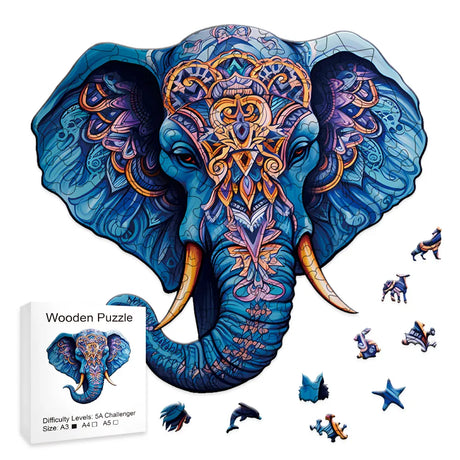 Blue Elephant Wooden Jigsaw Puzzle