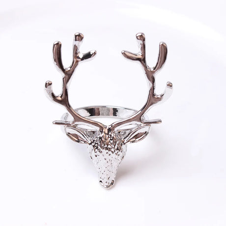 4Pcs Deer Napkin Rings Christmas Elk Head Alloy Xmas Reindeer Dining Table Decor