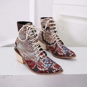 Marie Antoinette Handmade Embroidered Ankle Boots