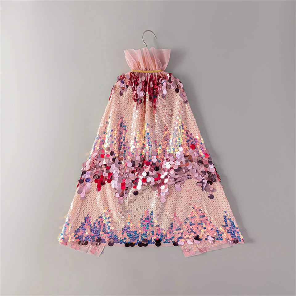 Shiny Rainbow Sequin Cloak Halloween Children's Dress Up Cape