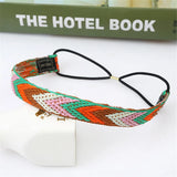 Boho Colourful Braided Headbands Vintage Non Slip Elastic Hairband Hair Accessories
