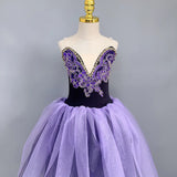 Perfect Purple Velvet Top Ballet Tutu Dress Professional Dance Performance Long Dress