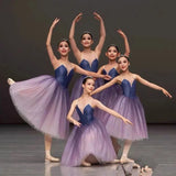 Professional Ballet Long Tutu Dress Purple Dance Performance Competition Costumes