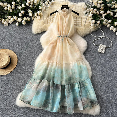 Inky Floral Halter Dress
