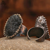 Raw Black Tourmaline Brutalist Copper Rings