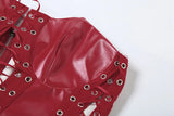 Red's Lace-up PU Leather Corsets