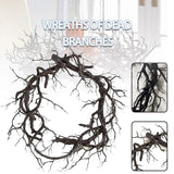 Halloween Black Twig Wreath With Red LED Light Front Door Hanging Home Decor