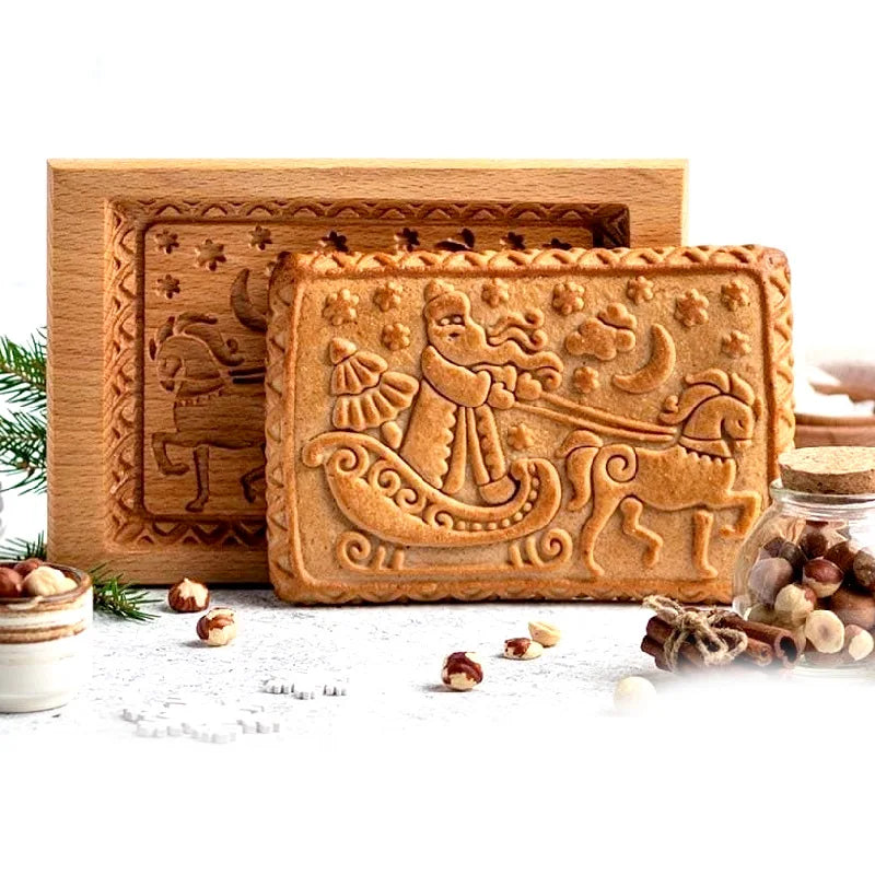Seasonal Holiday Wooden Cookie Moulds Baking Tools Gifts for Bakers