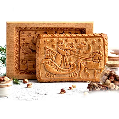 Seasonal Holiday Wooden Cookie Moulds Baking Tools Gifts for Bakers