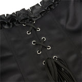 Lady Cataline's Black Ruffled Lace Gothic Overbust Corsets