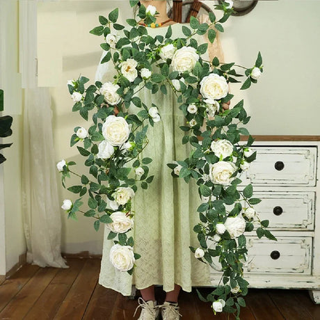 Artificial Sweetheart Roses Silk Fake Flowers Vines Party Decoration