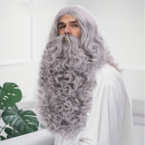 Wizard Santa Claus Long Curly Beard Wigs,Eyebrows Moustache Synthetic Wig Costume Old Men