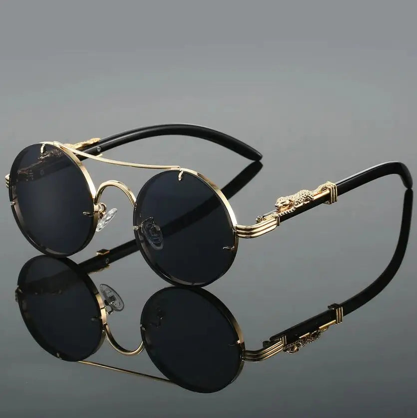 Round Retro Cape Sunglasses Double Bridge