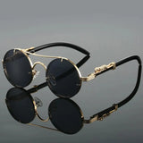 Round Retro Cape Sunglasses Double Bridge