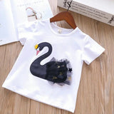 Swan T-Shirt+Sequin Skirts 2Pcs Baby Girls Clothing Sets Cotton Outfits