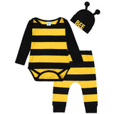Infant Baby Bee Clothing Sets Girls Boys Beanie Onesie Pants Set