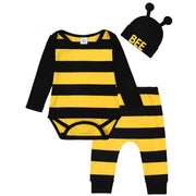 Infant Baby Bee Clothing Sets Girls Boys Beanie Onesie Pants Set