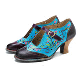 Moggy's Genuine Leather Pumps Hand-painted Shoes