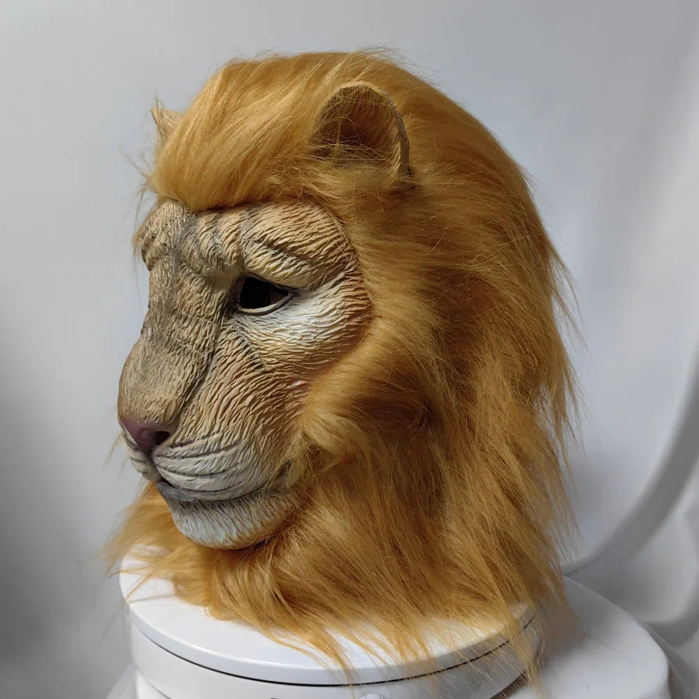 Lion Mask Cosplay Beast White Lion Latex Masks Book Week Halloween Party Costumes Props
