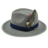 Bowknot Feather Belt Fedora Hats Unisex