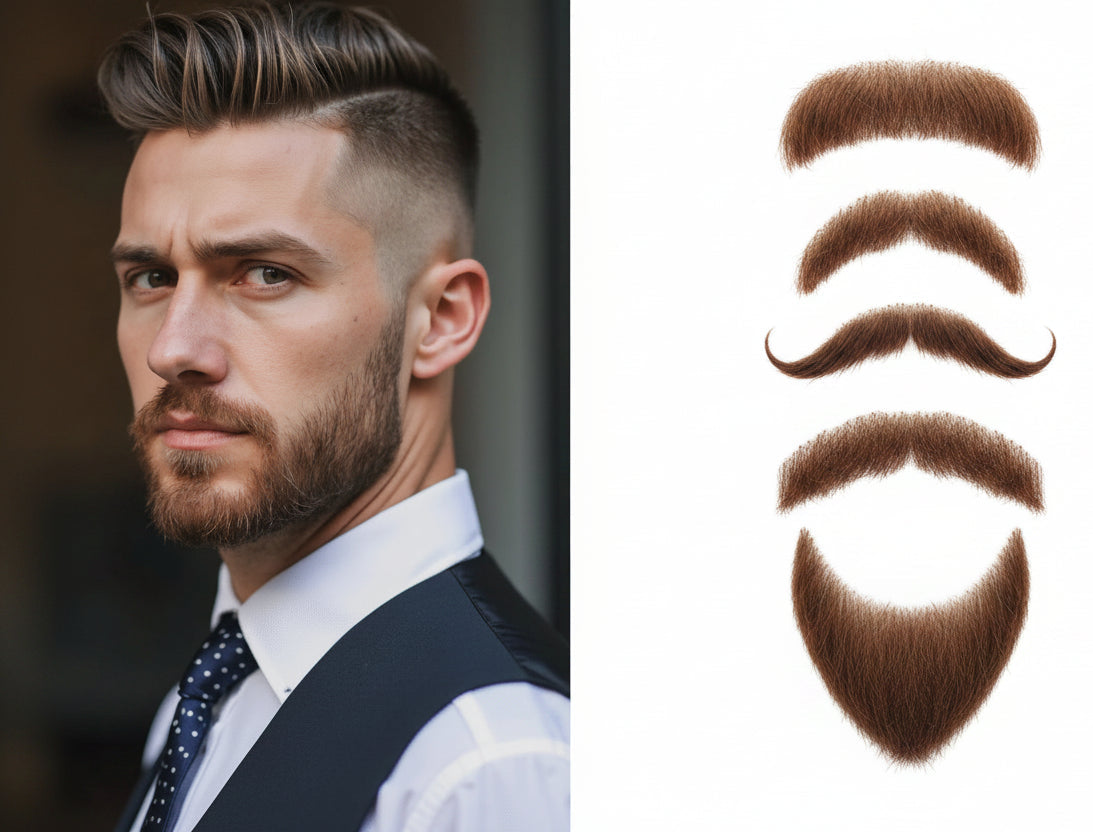 Invisible Fake Mustache Beard Trimmable Theatrical Facial Hair for Men