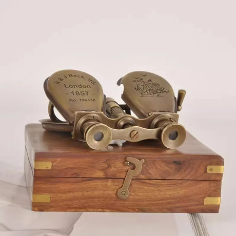 Antique Replica Brass Binoculars Desktop Ornament Mini Telescope Nautical Home Decor