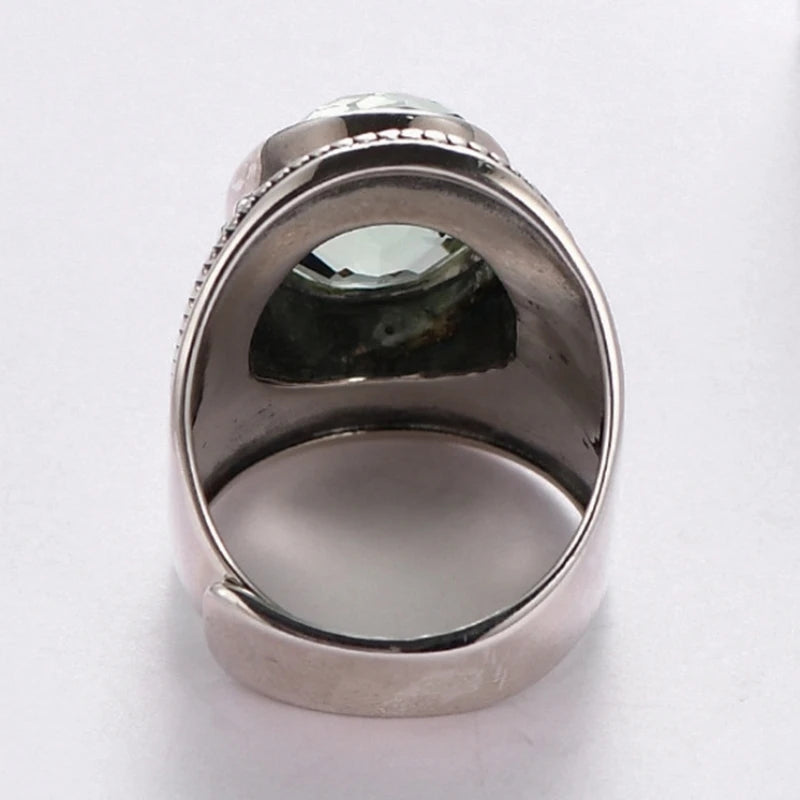 Portal Key to the Fae Realms S925 Sterling Silver Rings Green Crystal Morganite